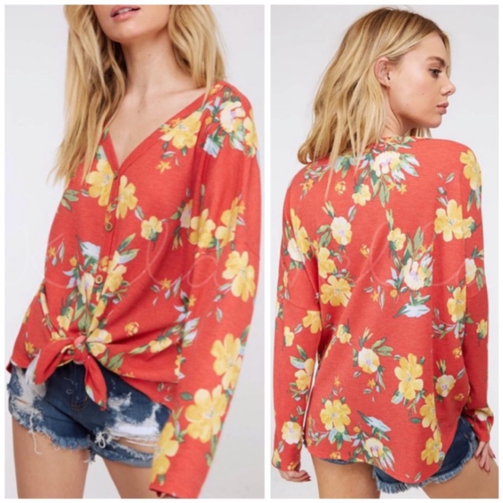 Floral button down top
